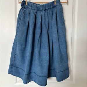 100% Cotton Pleated Skirt with Pockets